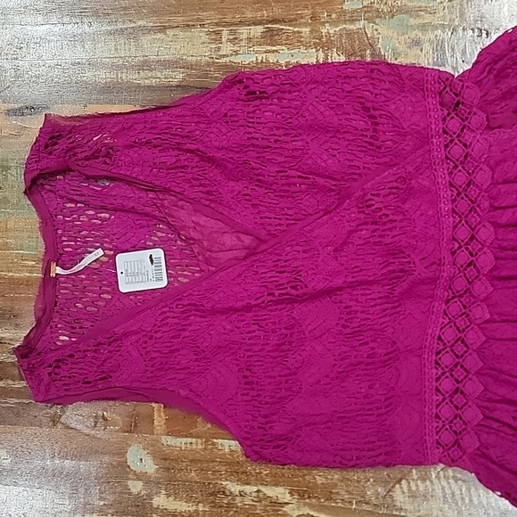 Free People Women's Lace Top - Pink XS - Picture 2 of 7